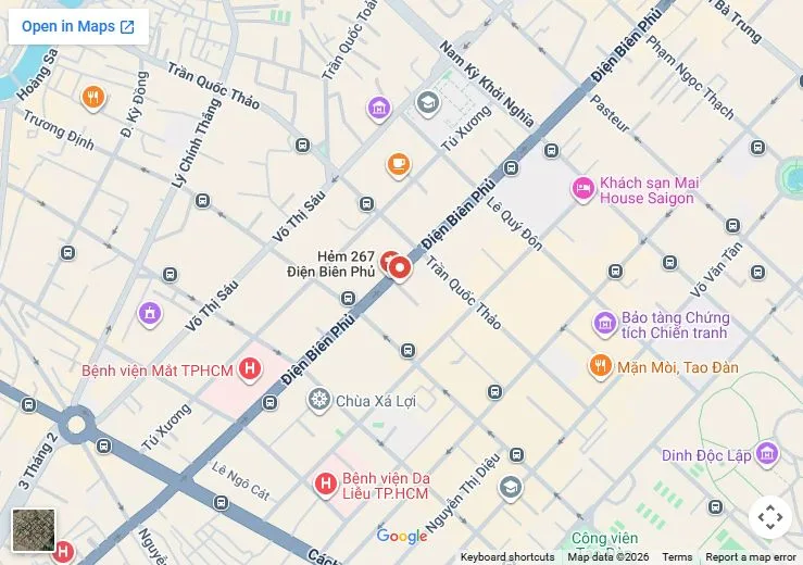 Bản đồ trụ sở HZ Group tại 267 Điện Biên Phủ, TP. Hồ Chí Minh